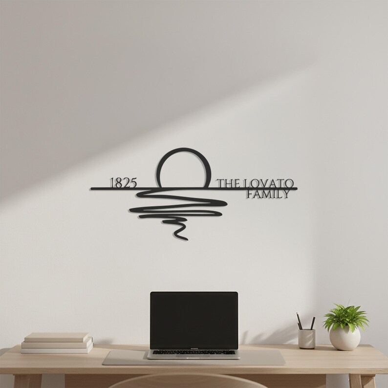Personalized Family Name Metal Wall Art, Sunset Silhouette Sign - Etsy