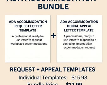 ADA Accommodation Letter Bundle | Request + Appeal Templates | Workplace Disability | HR ADA Forms | Digital Download