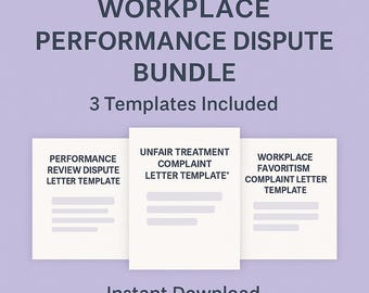 Workplace Performance Dispute Bundle | Unfair Treatment | Favoritism | Review Dispute Letter Templates | Employee Rights