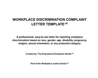 Workplace Discrimination Complaint Letter Template | HR Form | Employee Rights | Digital Download