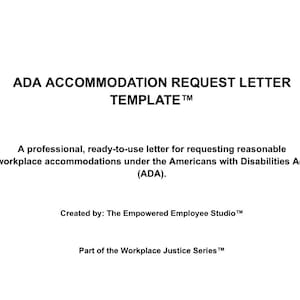 ADA Accommodation Request Letter Template | HR Form (Digital Download) image 1