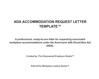 ADA Accommodation Request Letter Template | HR Form (Digital Download)