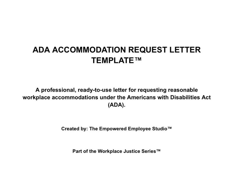 ADA Accommodation Request Letter Template | HR Form (Digital Download) image 1