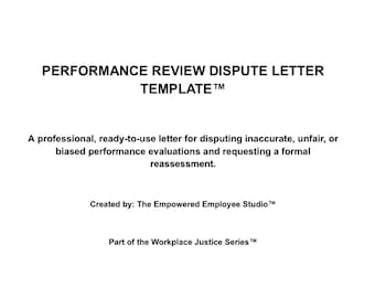 Performance Review Dispute Letter Template | HR Form | Employee Rights | Workplace Evaluation | Digital Download