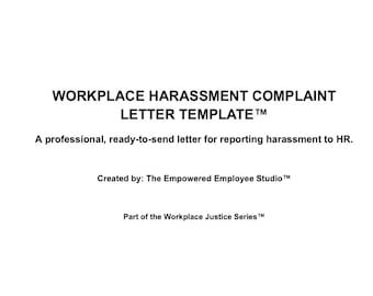 Workplace Harassment Report Letter Template – HR Form (Digital Download)