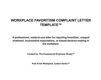 Workplace Favoritism Complaint Letter Template | HR Form | Employee Rights | Workplace Issue | Digital Download