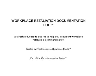 Workplace Retaliation Documentation Log | Incident Report Form | Employee Rights Template (Digital Download)