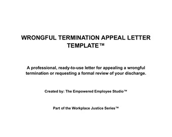 Wrongful Termination Appeal Template | Employee Rights HR Form | Digital Download