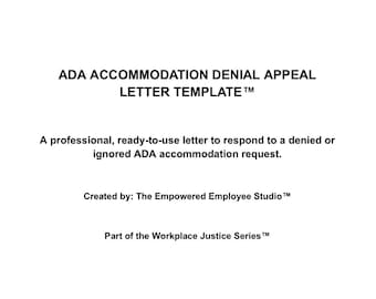 ADA Accommodation Denial Appeal Letter Template (Digital Download)