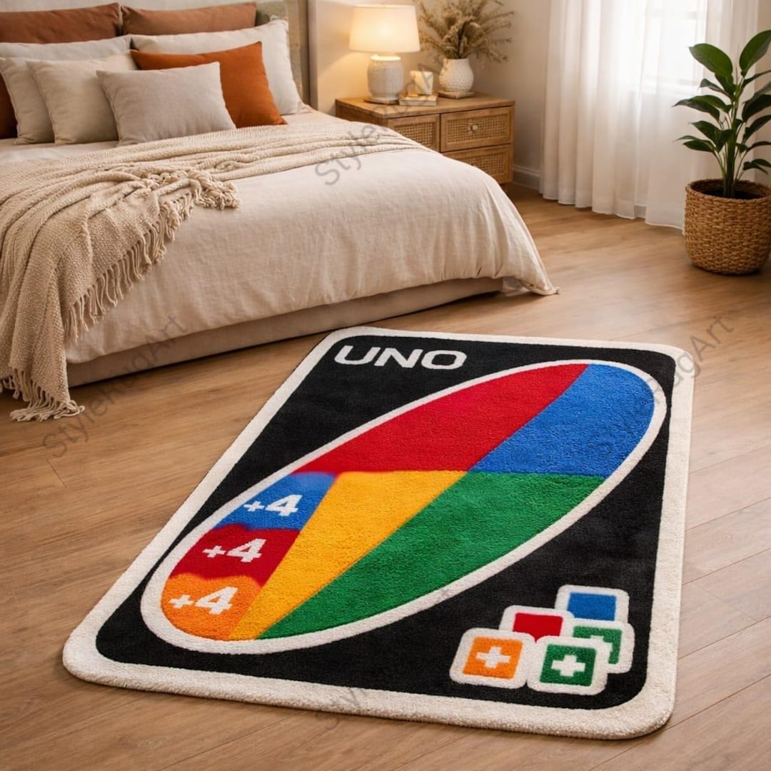Uno Skin Rug UNO Game Card Rug | Colorful Tufted Area Rug | Fun Pop Art Floor Mat ...
