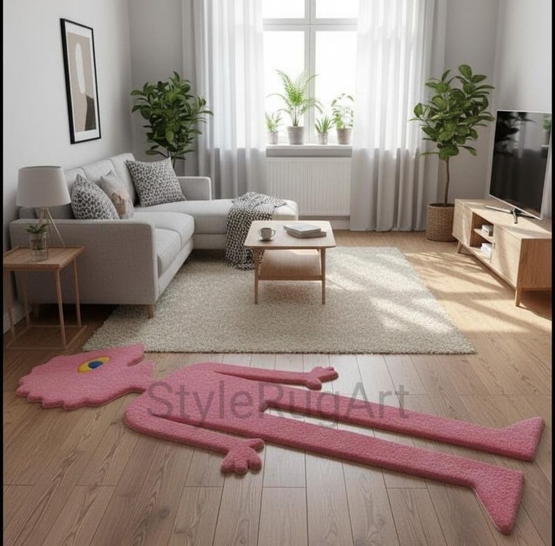 Prizmo Rug Pink Prismo Tufted Rug, Cartoon Inspired Handmade Wool Rug, Custom Size ...