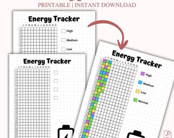 Energy Tracker Printable, A4 Wellness Journal, Productivity Planner (Digital Download)