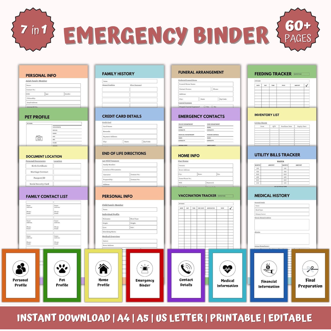 Just in Case Binder Printable Emergency Binder Fillable PDF What If ...