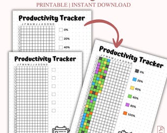 Yearly Productivity Tracker Printable, Daily Energy Log (A4 PDF)