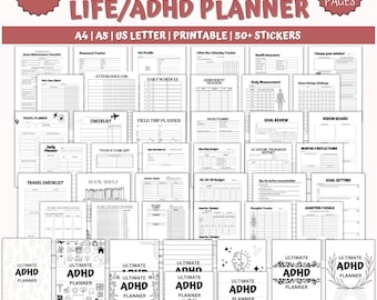 Ultimativer ADHD Life Planer-Bundle, 400 Seiten (Printable A4-A5)