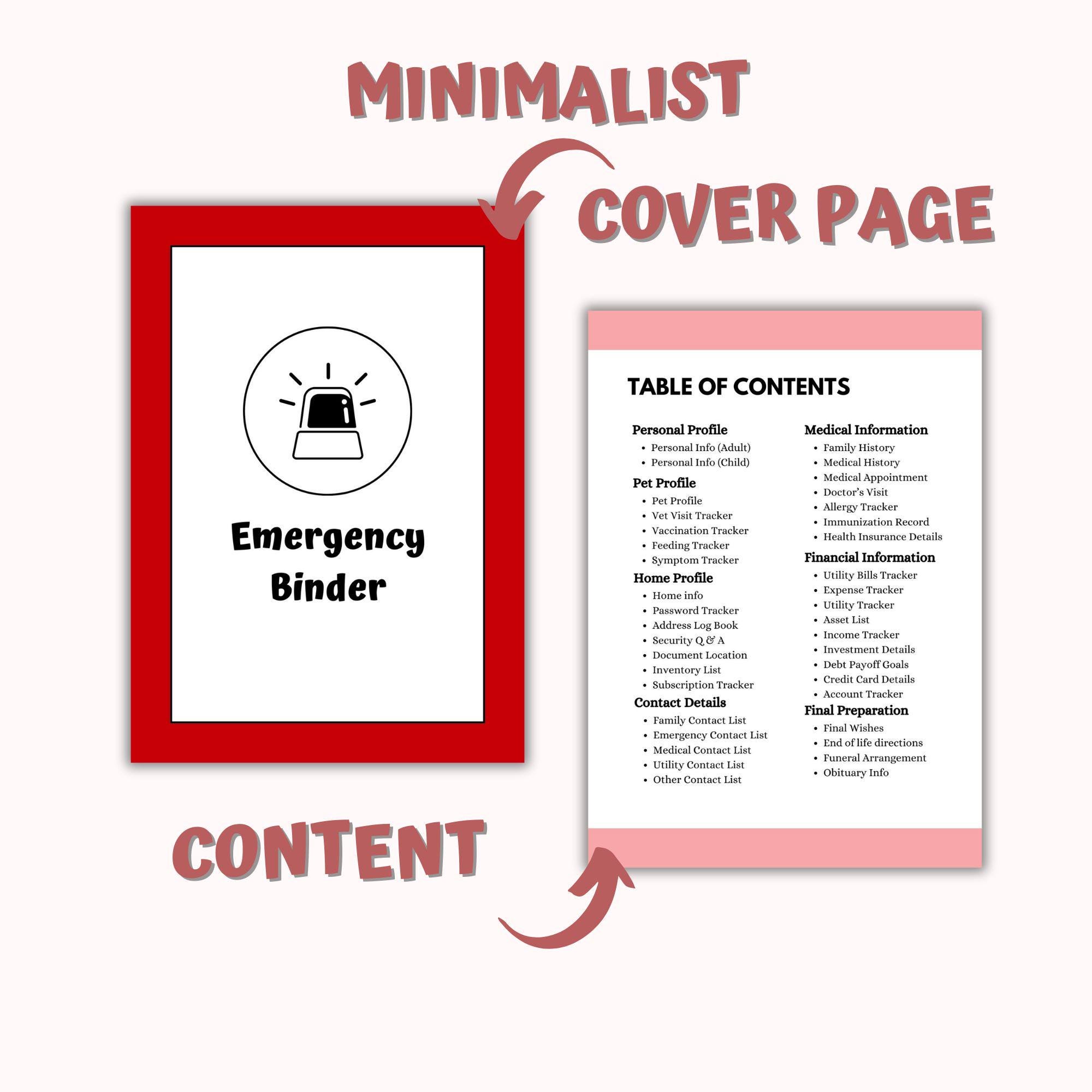 Just in Case Binder Printable Emergency Binder Fillable PDF What If ...