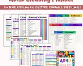 ADHD Cleaning Planner Bundle, Family Chore Chart (PDF Editable Canva)