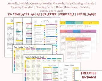 ADHD Cleaning Planner Bundle | Chore Charts, Checklists (Editable Canva)