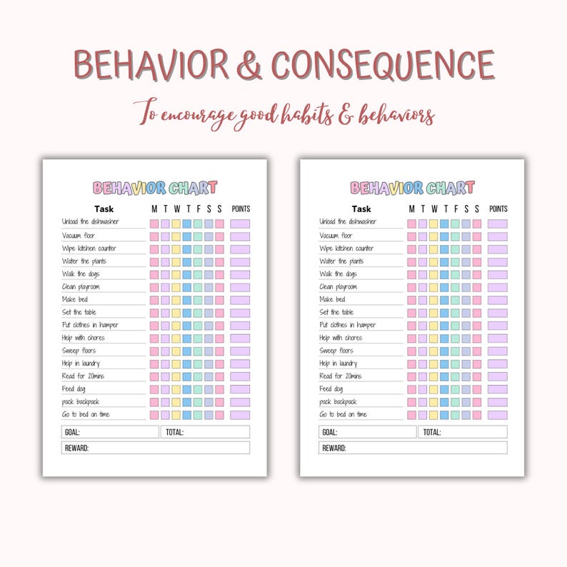Behavior Checkboxes Kids Behavior Chart Bundle | Printable Reward Checklist (digital ...