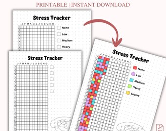 Rastreador de estrés y ansiedad imprimible, diario de salud mental A4 (descarga digital)