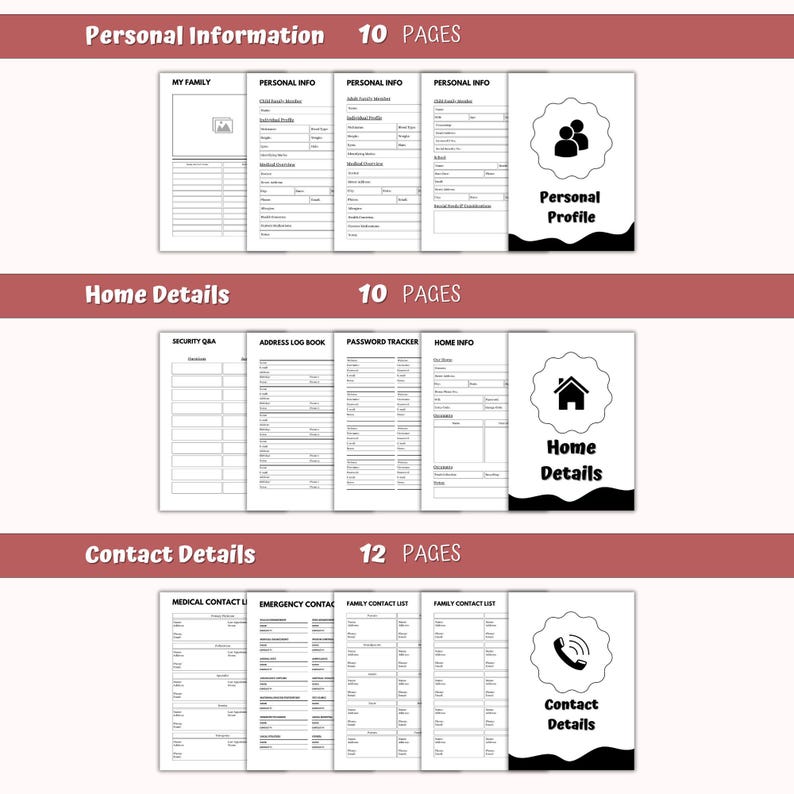 End of Life Planner Printable, Emergency Binder (PDF) - Etsy