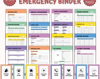 Emergency Binder Printable: Home & Medical Information, Life Planner (Fillable PDF)