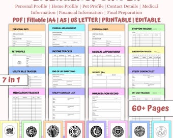 Editable Emergency Binder Planner, Family & Home (Fillable PDF)