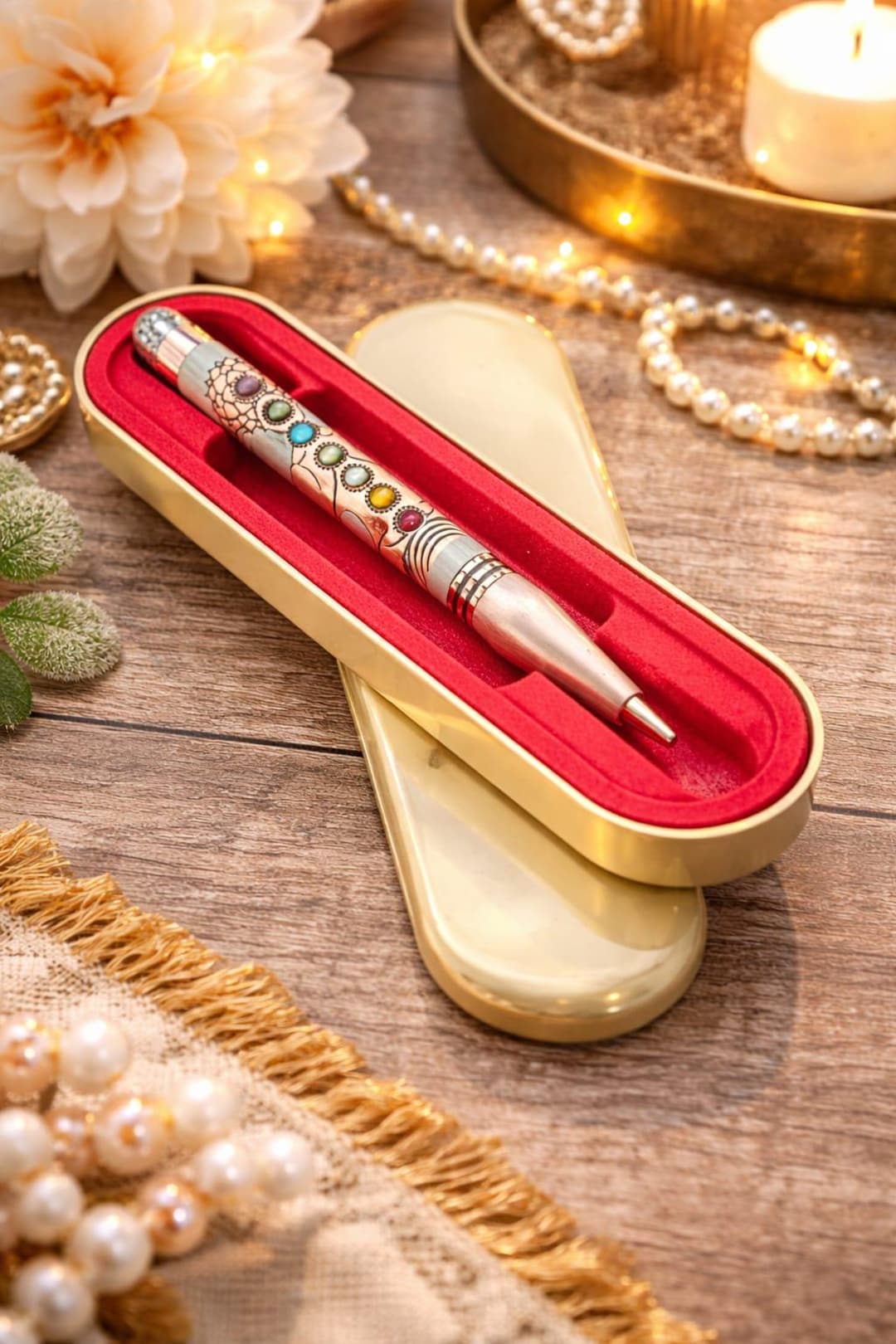 Pyritre Pen 7 Chakra Healing Crystal Pen With Pyrite Infusion – Luxury Spiritual ...
