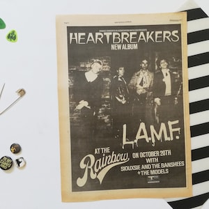 Original 1977 Johnny Thunders & Heartbreakers Anuncio/Póster, Raro Póster Vintage, Heartbreakers "L.A.M.F" Rock Poster, Punk, Vintage Paper