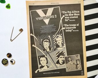 Original 1978 The Vibrators Advert/Poster, Rare Vintage Poster, The Vibrators "2nd Album" Rock Poster, Punk, New Wave, Vintage Paper
