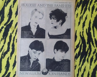 Original 1979 Siouxsie And The Banshees Advert/Poster, Rare Vintage Poster, "Join Hands" Tour Poster, Vintage Paper Print Post Punk Gothic