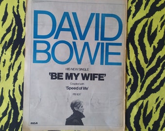 Original 1977 David Bowie Werbung/Poster, Seltenes Vintage Poster, David Bowie "Be My Wife" Rock Poster, Punk, New Wave, Vintage Papierdruck