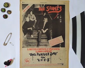 Original 1977 The Saints Advert/Poster, Rare Vintage Poster, The Saints "This Perfect Day" Rock Poster, New Wave, Punk, Chris Bailey Ramones