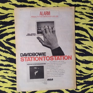 Original 1976 David Bowie Advert/Poster, Rare Vintage Poster, David Bowie &quot;Station to Station&quot; Rock Poster New Wave, Vintage Paper Print