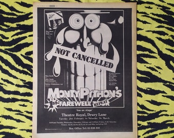 Original 1974 Monty Python's First Farewell Tour Advert/Poster, Rare vintage Poster, Graham Chapman, John Cleese, Terry Gilliam, Eric Idle