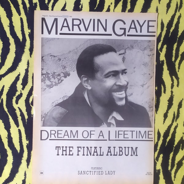 Original 1985 Marvin Gaye Advert/Poster, Rare Vintage Poster "Dream Of A Lifetime" Vintage Paper Motown Prince of Soul Hall of Fame 60s Soul