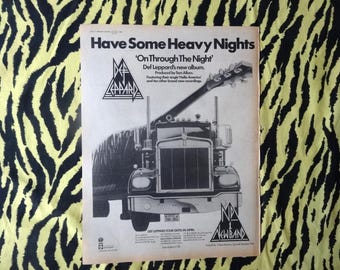 Original 1980 Def Leppard Advert/Poster, Rare Vintage Poster &quot;On Through The Night&quot; Poster, Rick Savage Joe Elliott Heavy metal hard rock