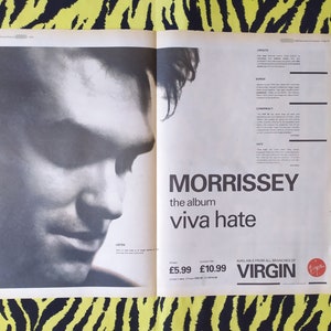 Originale 1988 Morrissey Double Advert/Poster, Rare Vintage Poster, "Viva Hate" Indie Rock, Vintage Paper Johnny Marr pop The Smiths