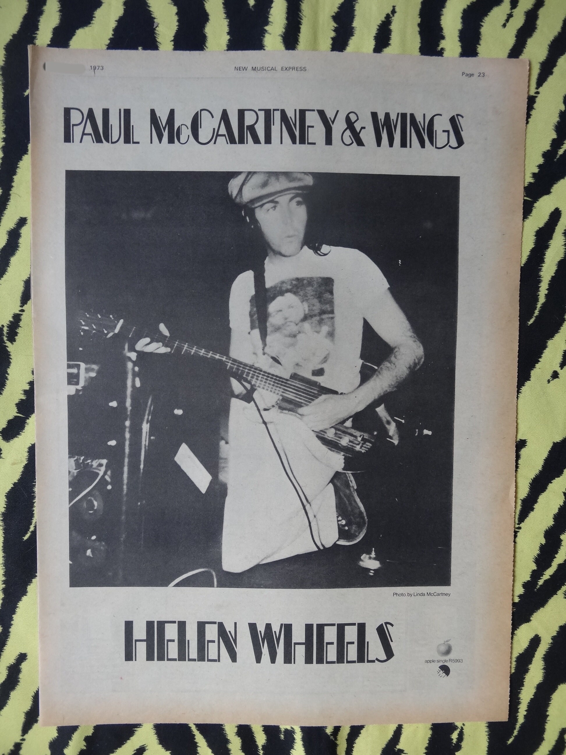Original 1973 Paul Mccartney Wings Advert/poster, Rare Vintage