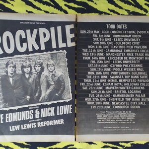 Originale 1979 Rockpile Tour Double Advert/Poster, Raro Vintage Poster The Roxy "Live Album" Poster, Punk, Nick Lowe Buzzcocks, Sex Pistols