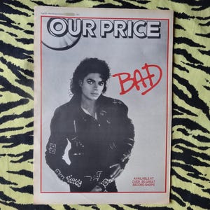 Pubblicità/manifesto originale di Michael Jackson del 1987, raro poster vintage "BAD", poster pop, dance, rock, Regno Unito, Pepsi,