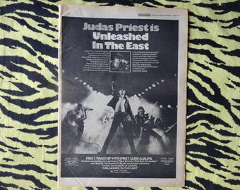 Original 1979 Judas Priest Advert/Poster, Rare Vintage Poster "Unleashed In The East"  Rob Halford Rock Poster, Hard rock heavy metal