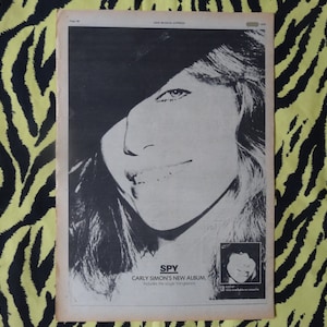 Original 1979 Carly Simon Advert/Poster, Rare Vintage Poster, &quot;Spy&quot; Rock Poster Glam New Wave, Vintage Paper Pop