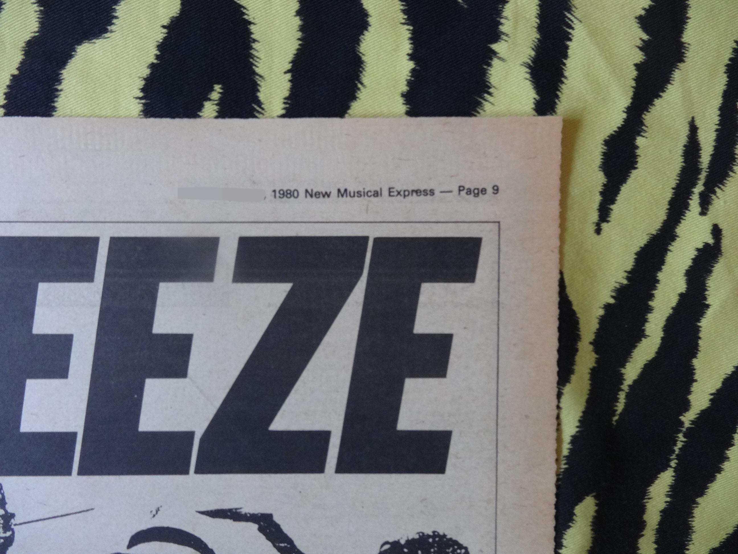 Original 1980 Squeeze Tour Advert/poster, Rare Vintage Poster