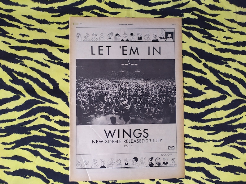 Original 1976 Wings Advert/poster, Rare Vintage Poster, Wings let 'em