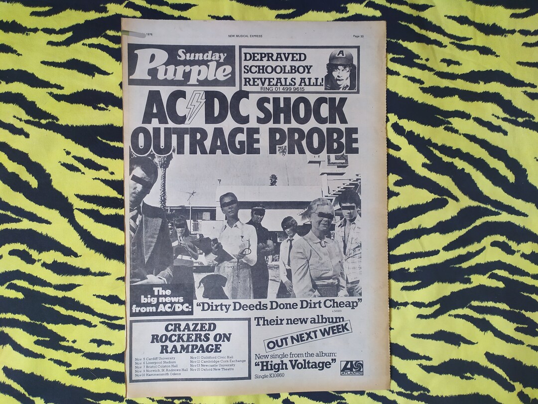 Original 1976 AC/DC Advert/poster, Rare Vintage Poster, dirty Deeds ...