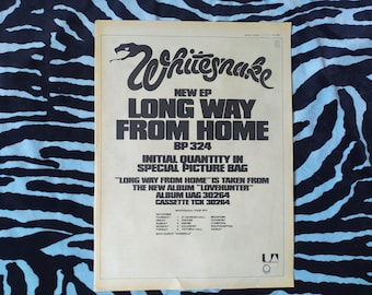 Original 1979 Whitesnake Advert/Poster "Long Way From Home" Rare Vintage Poster, Punk, Pop, Hard rock David Coverdale