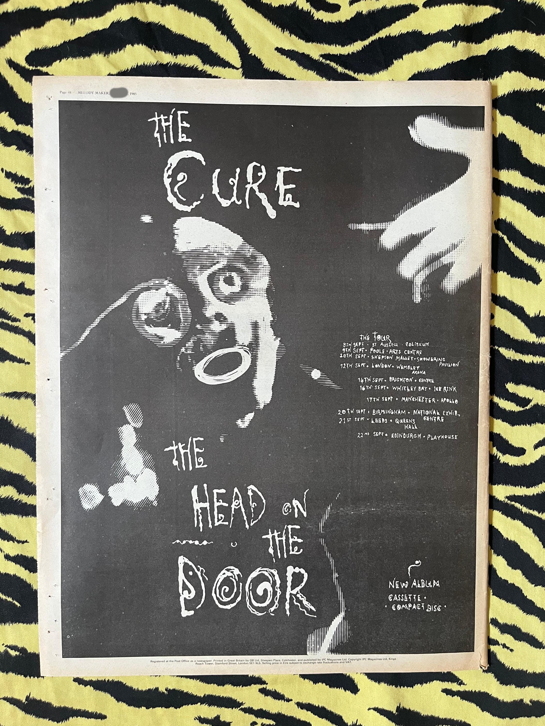 Original 1985 THE CURE Tour Advert/poster, Rare Vintage, 