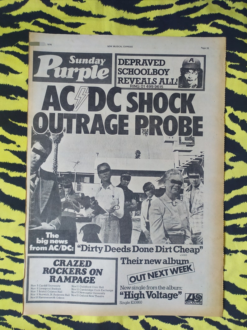 Original 1976 AC/DC Advert/poster, Rare Vintage Poster, dirty Deeds ...