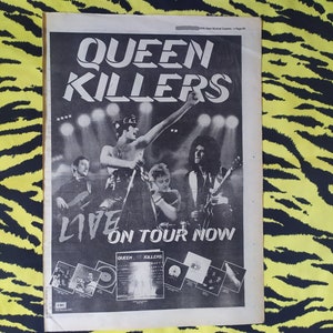 Original 1979 Queen On Tour Advert/Poster, Rare Vintage Poster, Queen &quot;Killers&quot; Rock Poster, Punk, Freddie Mercury, Vintage Paper Print
